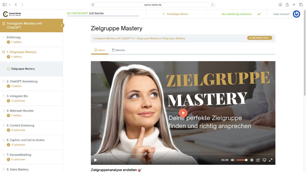 Modul 1 - Zielgruppe Mastery